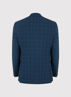 Męska marynarka garniturowa w kolorze granatowym w kratę