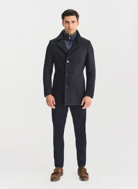 Płaszcz jednorzędowy w pepitkę