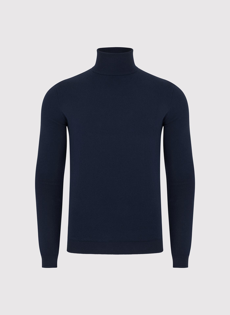 Granatowy gładki golf męski