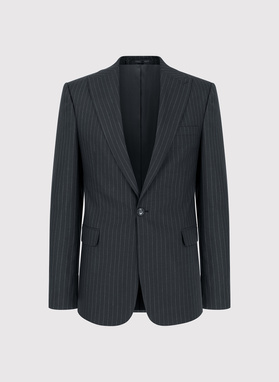 Czarna marynarka garniturowa w prążek