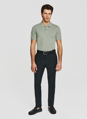 Oliwkowe męskie polo z bawełny