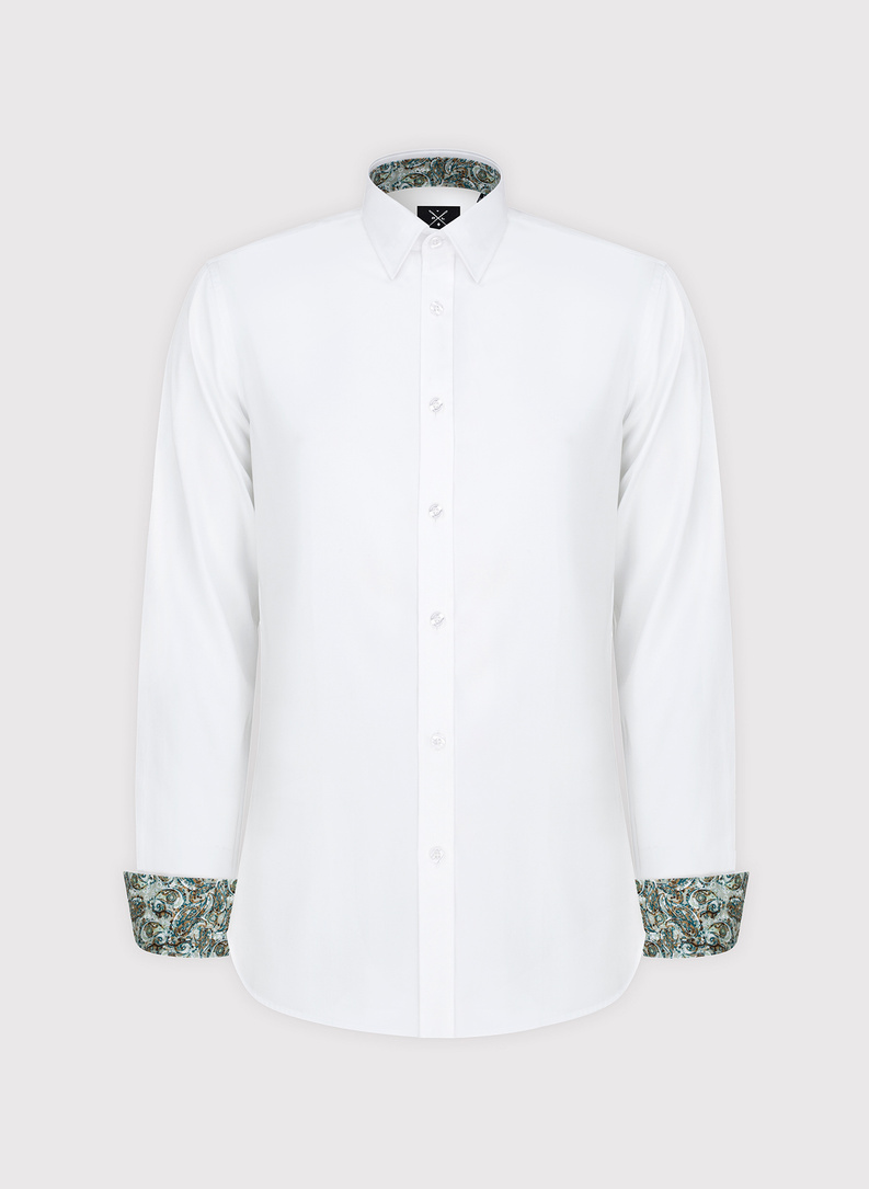 Biała koszula męska z kontrastowym wykończeniem