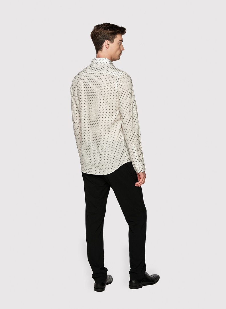 Biała koszula męska w drobny wzór o fasonie Slim Fit