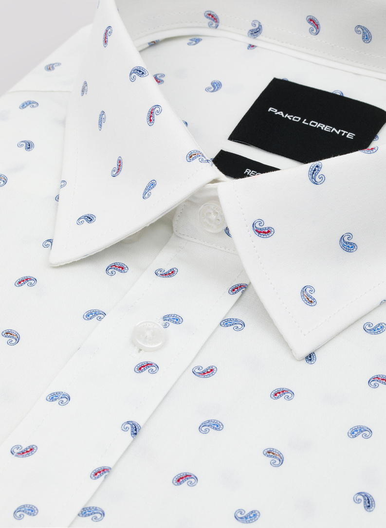 Biała koszula męska paisley