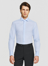 Niebieska koszula męska na spinki