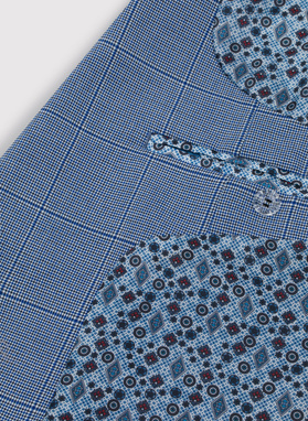 Niebieska męska marynarka garniturowa w kratkę