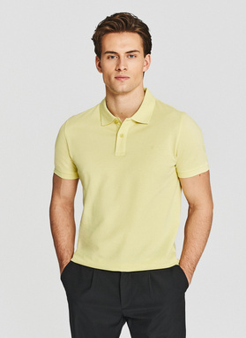 Żółte bawełniane polo męskie