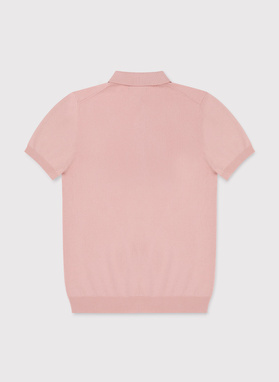 Różowy dzianinowy t-shirt polo