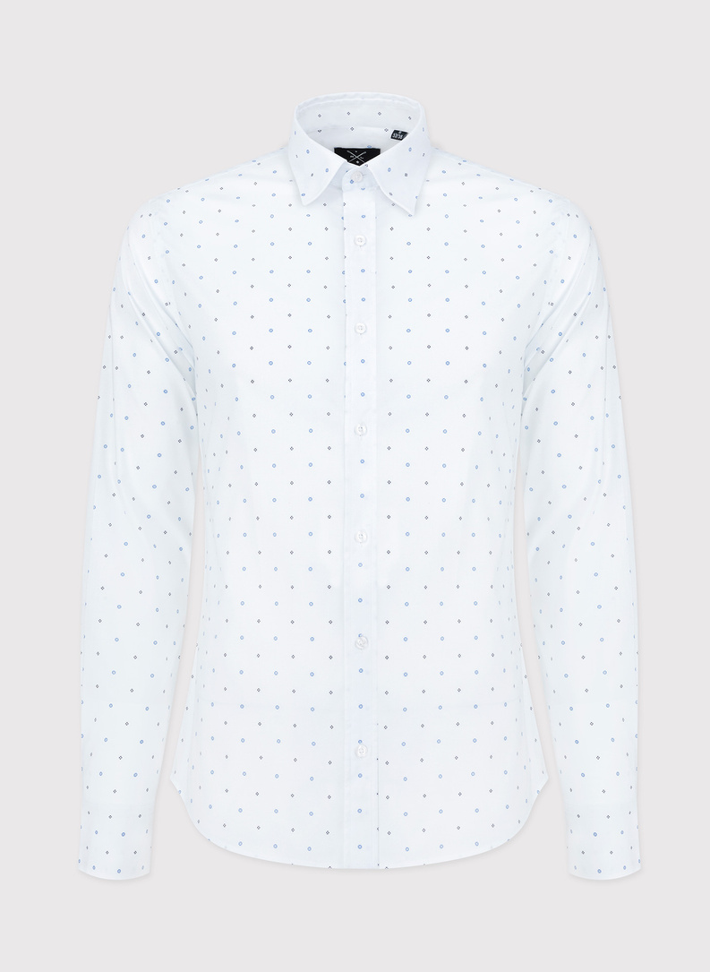 Męska biała koszula w mikrowzór