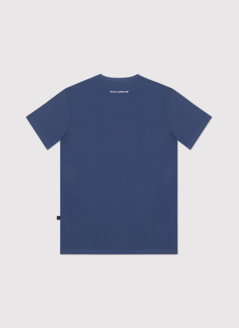 Bawełniany granatowy t-shirt z okrągłym dekoltem