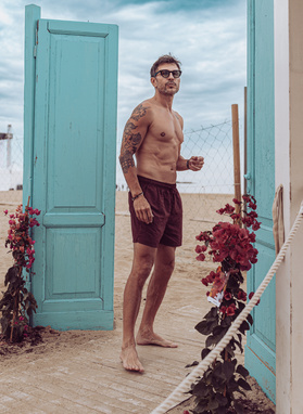 Szorty kąpielowe męskie w bordowym kolorze