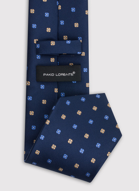 Granatowy krawat męski w mikrowzór