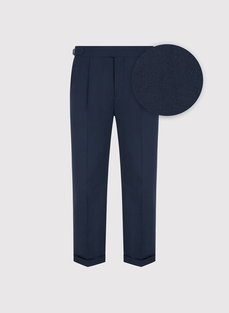 Granatowe spodnie męskie z lnem