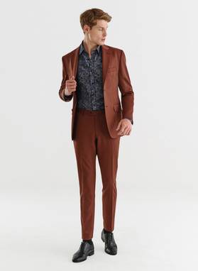 Gładka marynarka garniturowa w kolorze brązowym