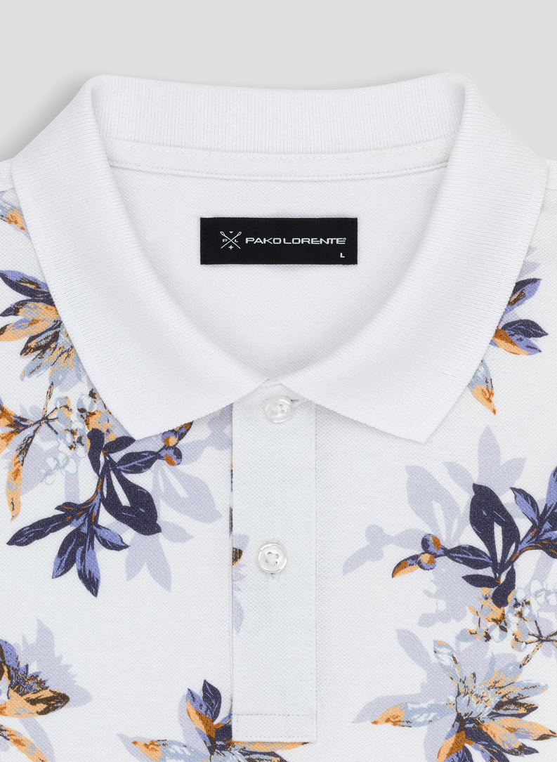 Męski t-shirt polo w kwiatki