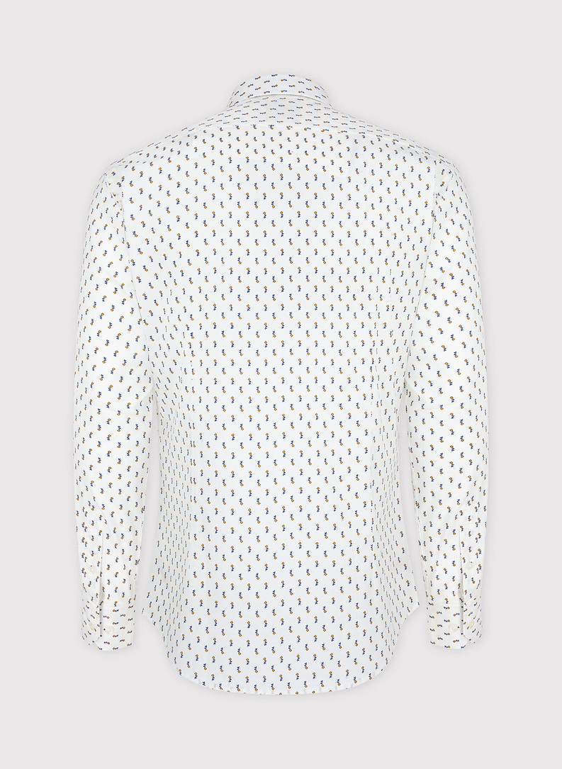 Męska biała koszula w drobne kwiatki 