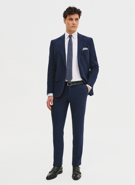 Granatowe spodnie ganiturowe z lnem