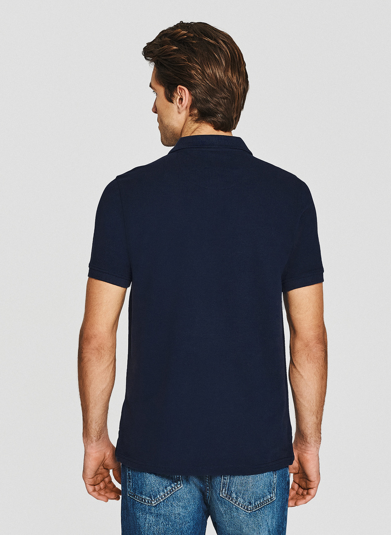 Granatowe męskie polo z bawełny