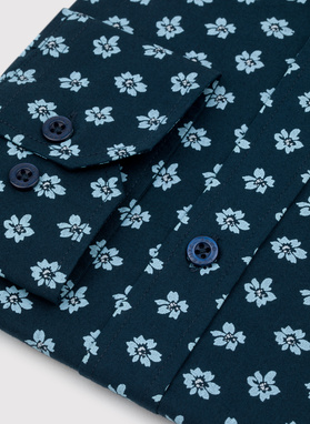 Granatowa koszula męska w kwiaty