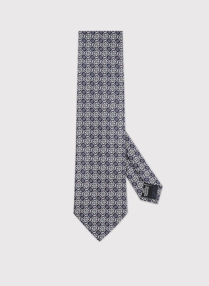 Granatowy krawat w kwiatowy wzór