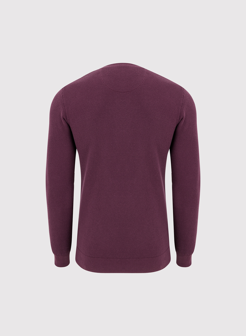 Śliwkowy sweter męski o-neck