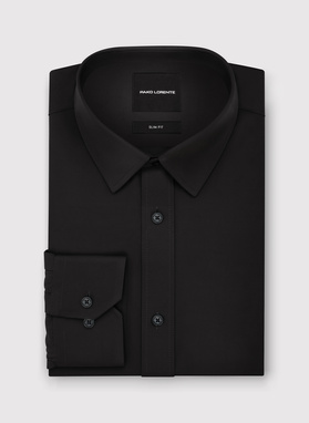 Czarna koszula męska z wełną