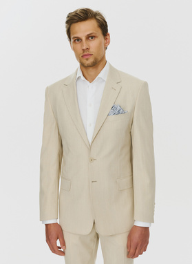Beżowa męska marynarka garniturowa