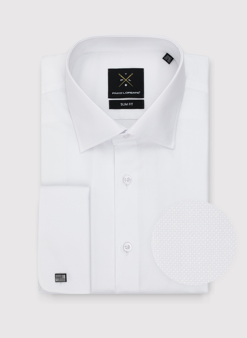 Biała bawełniana koszula męska na spinki