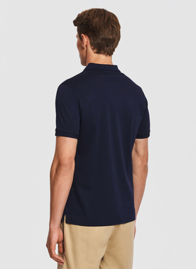 Granatowe polo z bawełny merceryzowanej