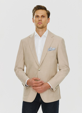 Beżowa marynarka męska bez podszewki