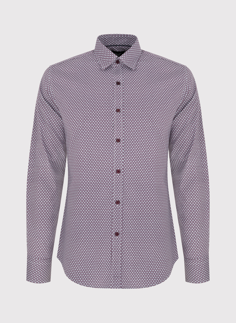 Bordowa wzorzysta koszula męska 