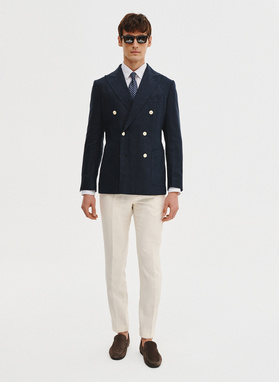 Lniana marynarka dwurzędowa