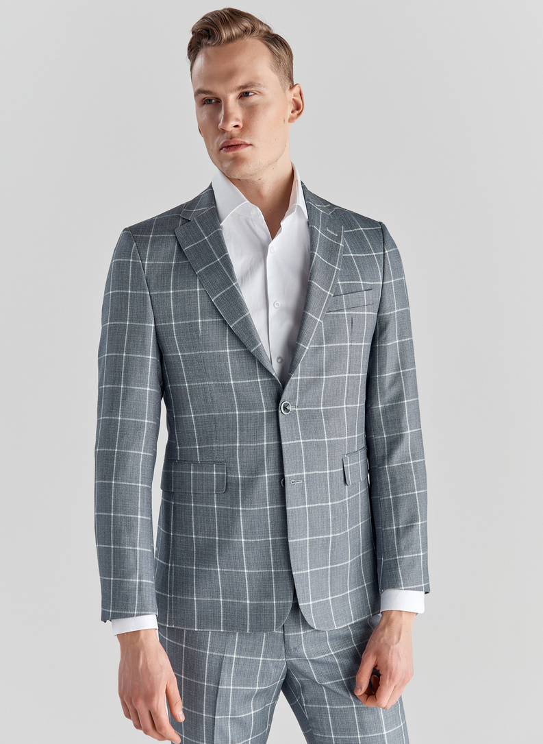 Niebieskie spodnie garniturowe P22SF-6G-012-N-S