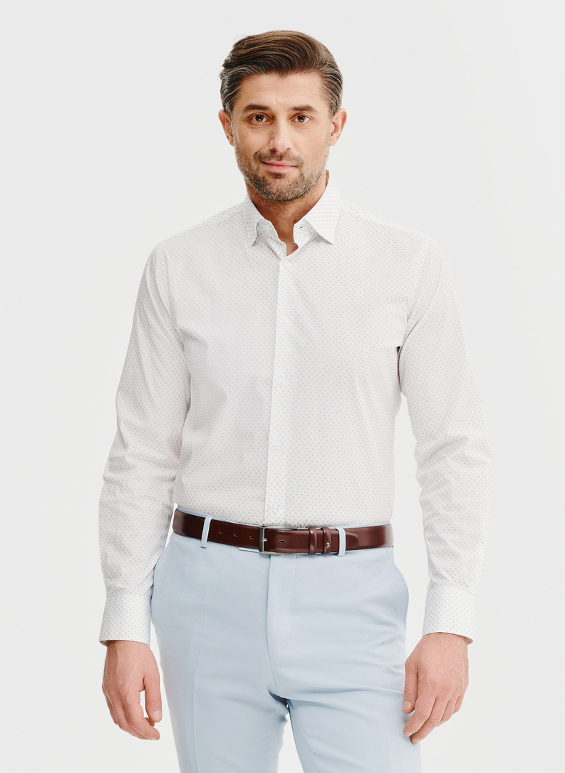 Biała koszula męska w mikrowzór