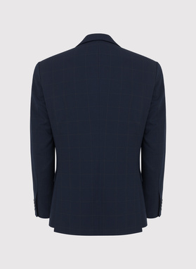 Granatowy garnitur w kratę Windowpane