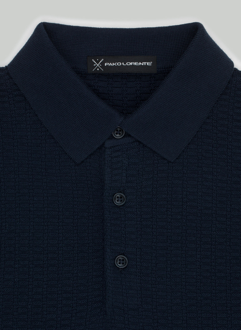 Bawełniany sweter polo w kolorze granatowym