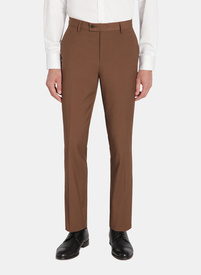 Gładkie brązowe spodnie garniturowe