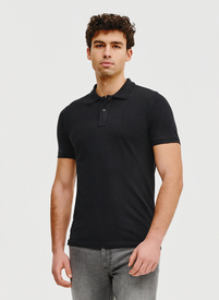 Gładki t-shirt polo w czarnym kolorze