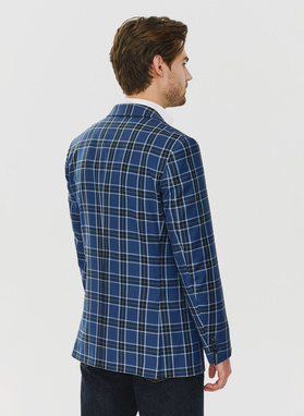 Granatowa marynarka w kratę