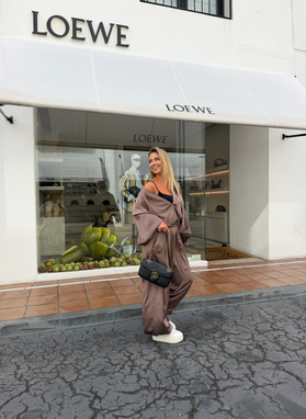 Komplet bluza i spodnie SATIN COZY mocca