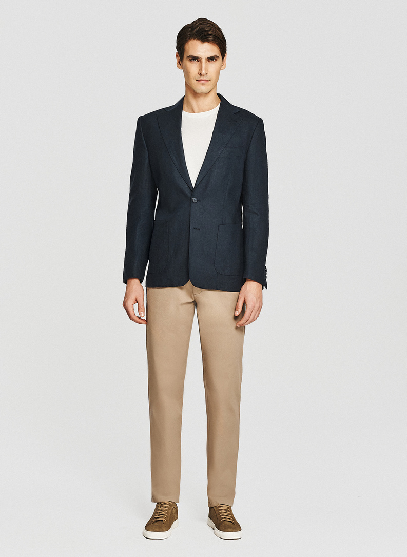 Granatowa lniana marynarka męska