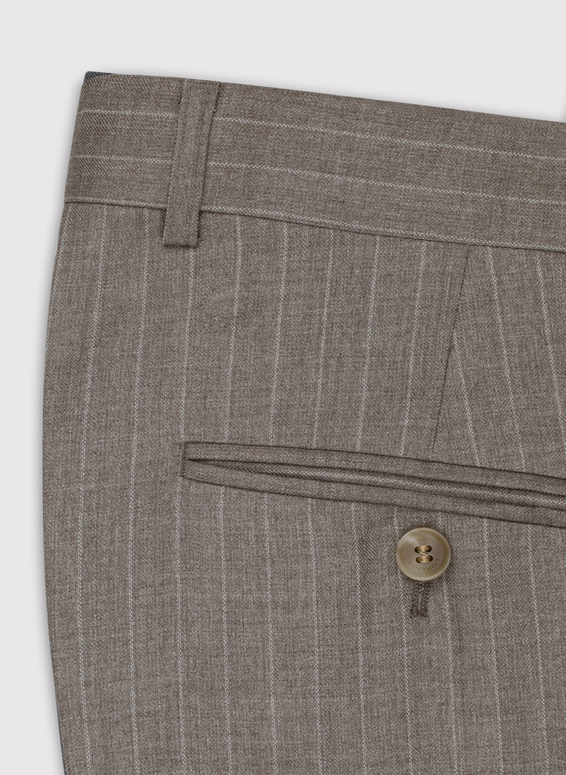 Beżowe spodnie garniturowe w prążek