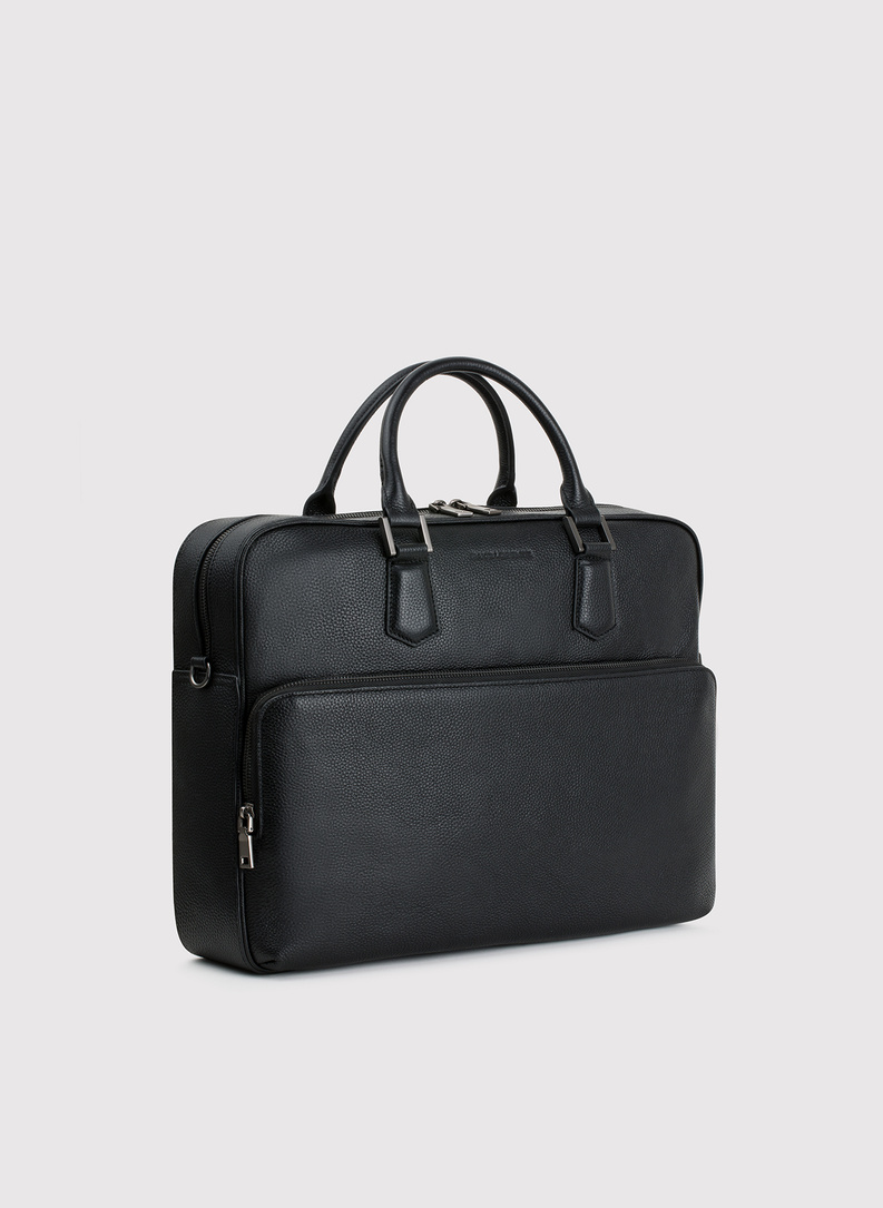 Czarna skórzana aktówka męska