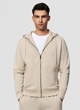 Beżowy dres męski z kapturem