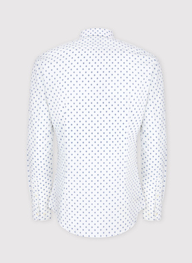 Biała koszula męska w granatowe listki