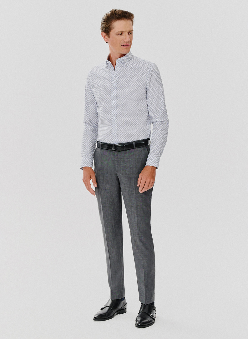 Biała koszula męska w mikrowzór