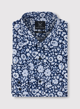 Granatowa koszula w białe kwiaty