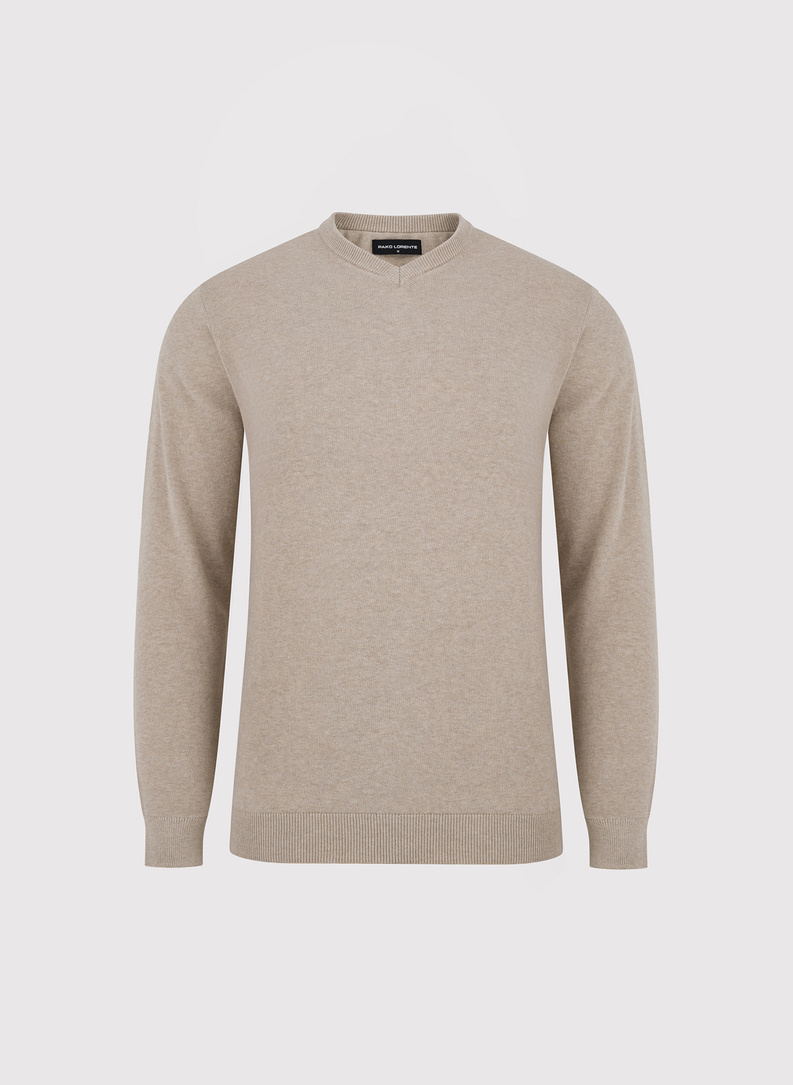 Beżowy sweter v-neck