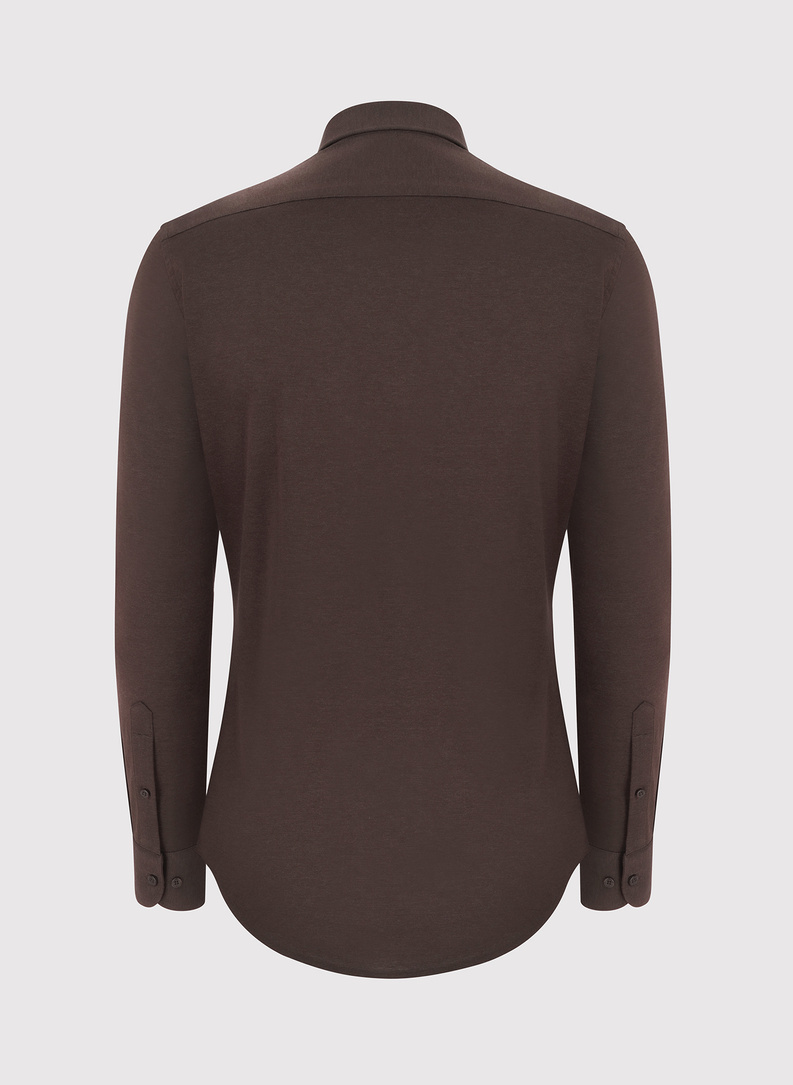 Ciemna brązowa bawełniana koszula męska