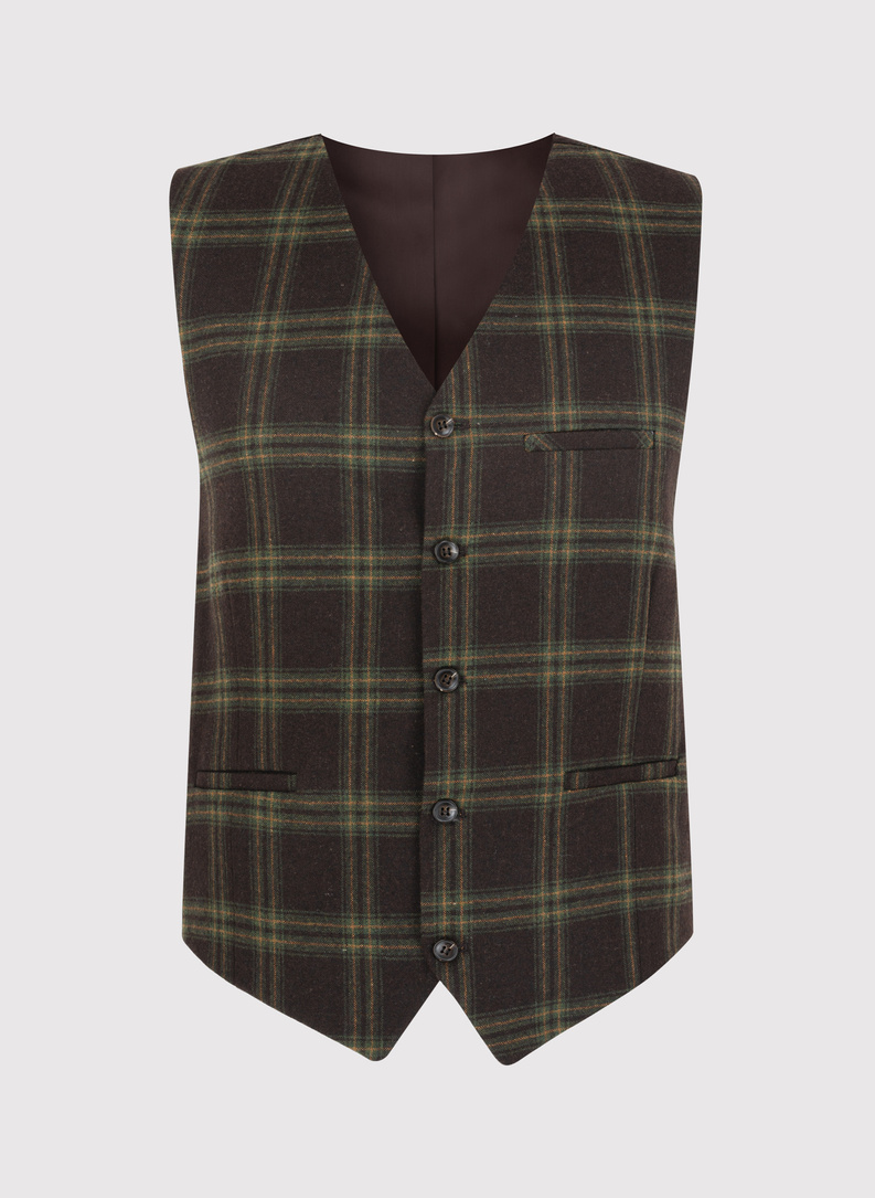 Brązowa kamizelka męska w kratę